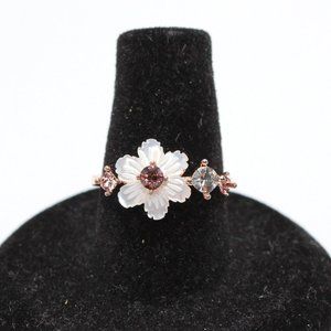 10kt Mother of Pearl CZ Sweet Ring - Rose Gold Size 7 Ring